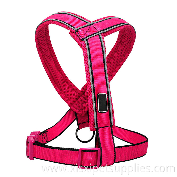 Reflective Rose Red Mesh Padded Dog Harness and Leash